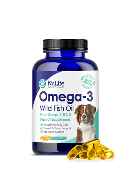 Omega 3 Fish Oil For Dogs - Skin & Coat Supplement - 180 Caps (1000mg)