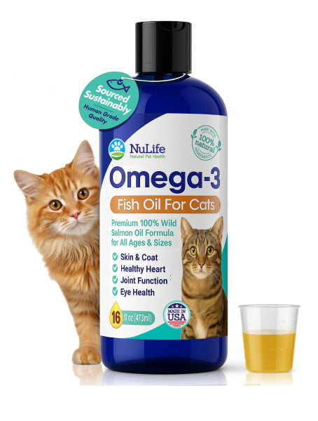 Omega 3 Fish Oil for Cats – Premium Wild Alaskan Salmon Oil – 16oz